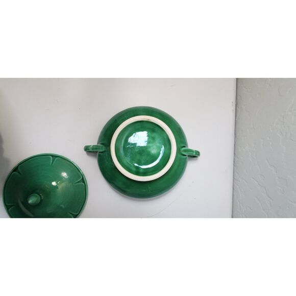Mount Clemens Petal Green Round Covered Vegetable Bowl~Depression Era~ - Picture 3 of 4